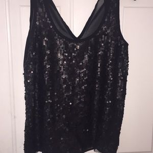 Sequin black tank top